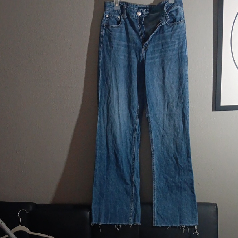Aeropostale Flare Blue Women's Jeans High Rise Wide Leg Size 8Reg.